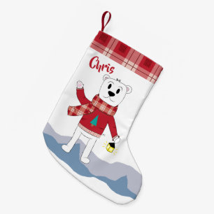 Strumpf mit karierter Grenze des Imitats und Kleiner Weihnachtsstrumpf