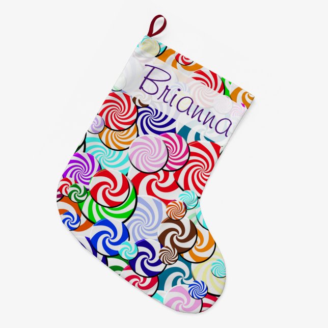 Strumpf - Süßigkeits-Collage Großer Weihnachtsstrumpf (Vorderansicht (hängend))