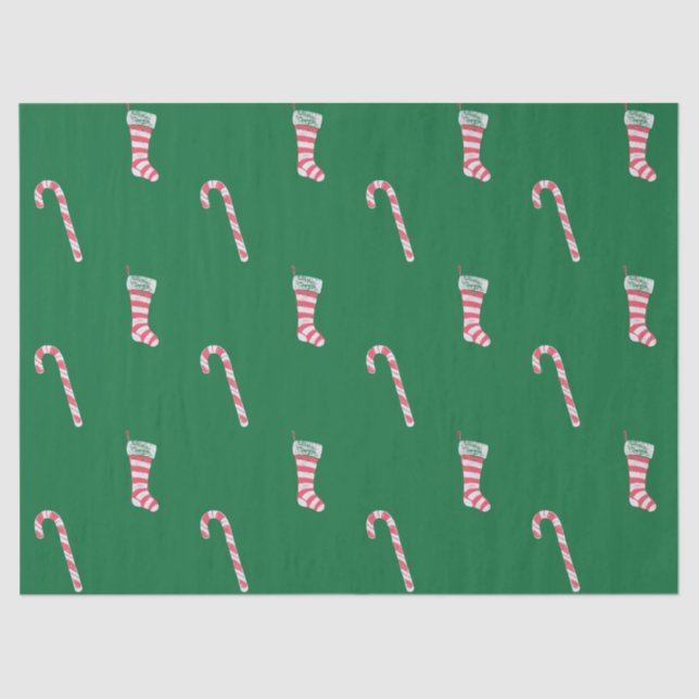 Strumpf und Candy Cane Muster Seidenpapier (Vorderseite)