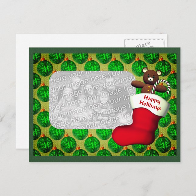 Strumpf Weihnachts-Foto Postkarte (Vorne/Hinten)