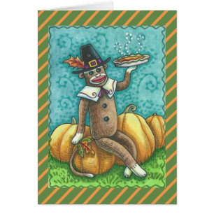 Strumpfäffchen Thanksgiving-Grußkarte leer