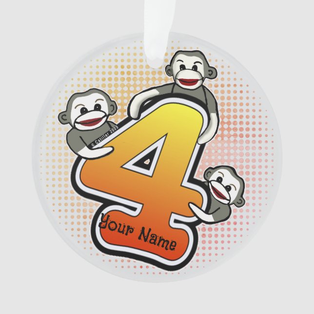 Strumpfaffe Nummer 4 Ornament (Vorderseite)