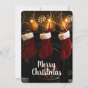 Strümpfe am Kamin Feiertagskarte