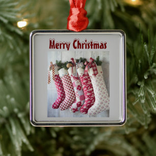 **STRÜMPFE AUF DER MANTEL** CHRISTMAS-VERANSTALTUN ORNAMENT AUS METALL