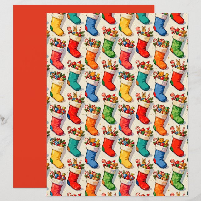 Strümpfe gefülltes Scrapbook-Papier (Vorne/Hinten)