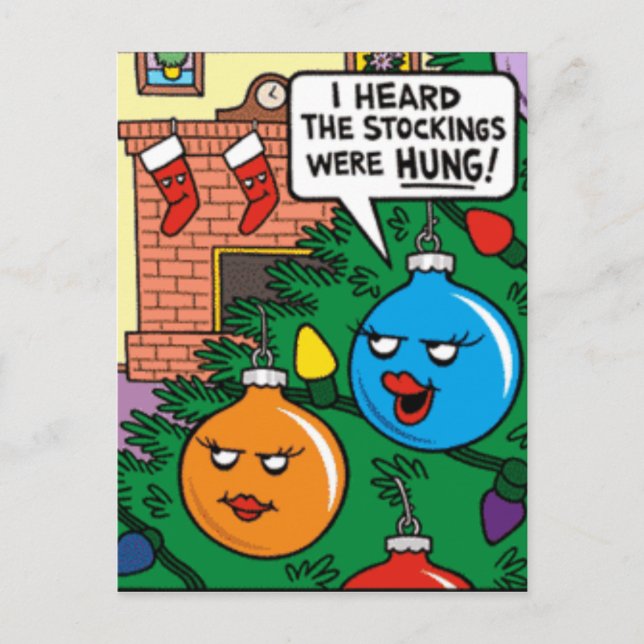 Strümpfe gehangen feiertagspostkarte (Vorderseite)