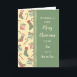 Strümpfe Son und Sohn im Gesetz Weihnachten Karte<br><div class="desc">Frohe Weihnachten für Sohn und Sohn in der Rechtskarte mit niedlichen Strümpfen,  Geschenken und Süßspeisen Muster und nachdenkliche Vers.</div>