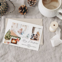 Strümpfe und Foto für Weihnachtsbaumen