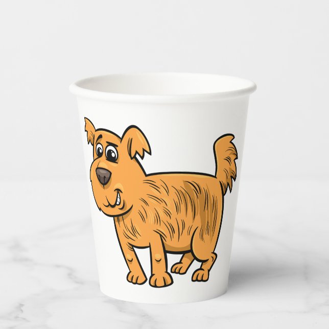 Struppiger orangefarbener Welpe Pappbecher (Vorderseite)