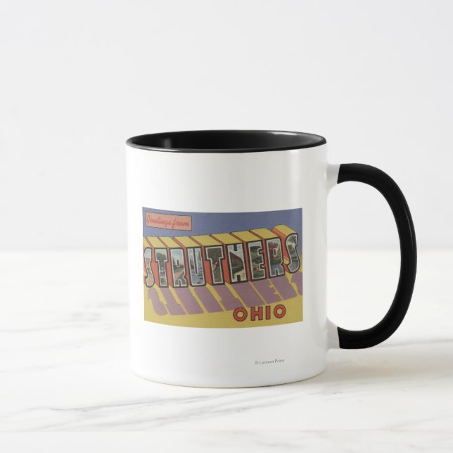 Struthers, Ohio - Große Buchstabenszenen Tasse (Rechts)