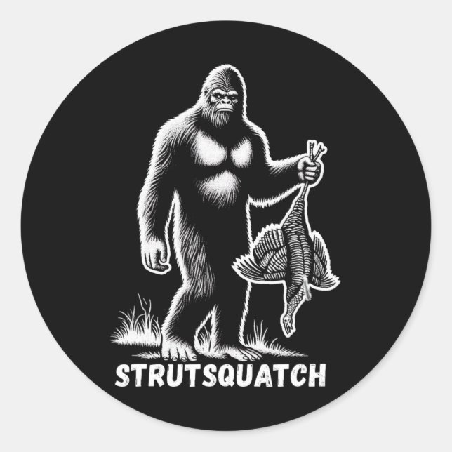 Strutsquatch Bigfoot Sasquatch Funny Jugend Türkei Runder Aufkleber (Vorderseite)