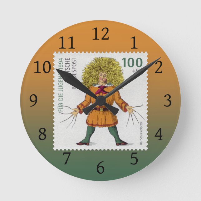 "Struwwelpeter" schlechtes Pflegengewohnheiten ~ Runde Wanduhr (Vorderseite)