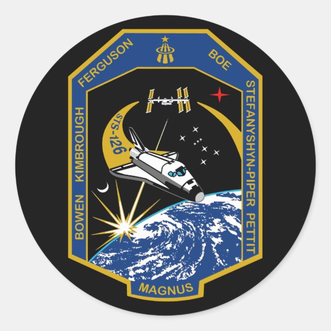STS 126-Mission-Patch Runder Aufkleber (Vorderseite)