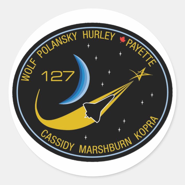 STS-127-Mission-Patch Runder Aufkleber (Vorderseite)
