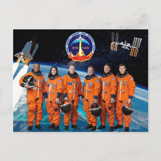 STS 133 CREW POSTKARTE (Vorderseite)