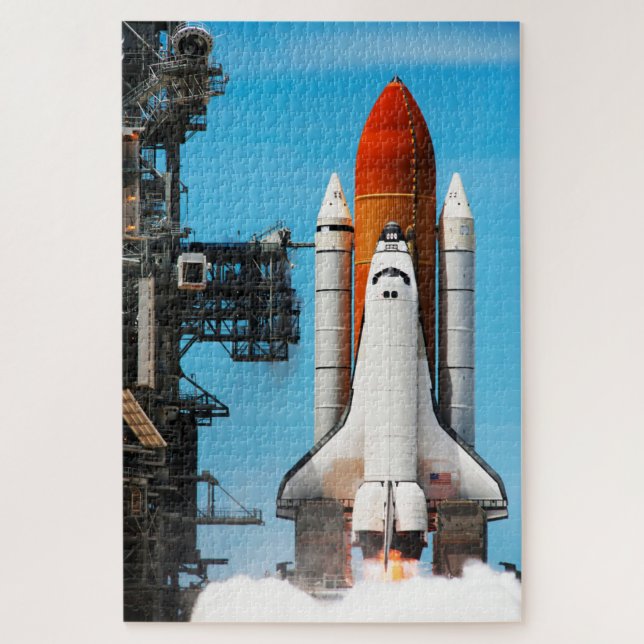 STS-135 Space Shuttle Atlantis hebt ab Puzzle (Vertikal)