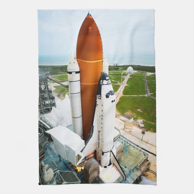 STS-135 Space Shuttle Atlantis Start Geschirrtuch (Vertikal)