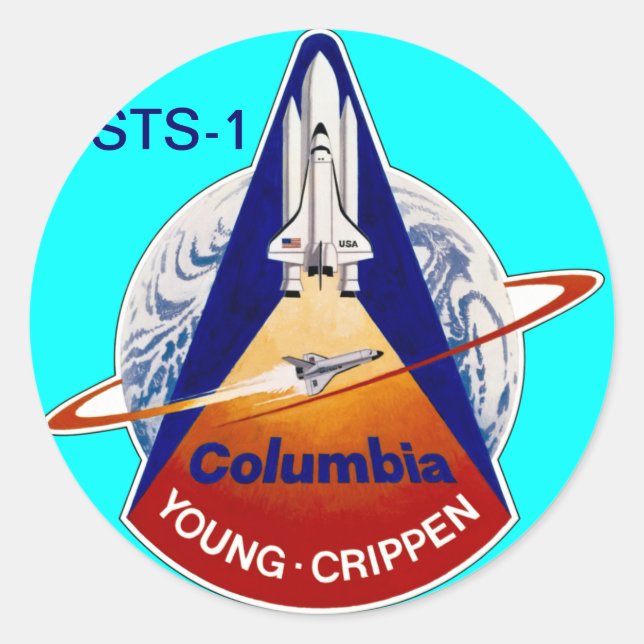 STS-2-NASA-RAUMSCHALTER RUNDER AUFKLEBER (Vorderseite)