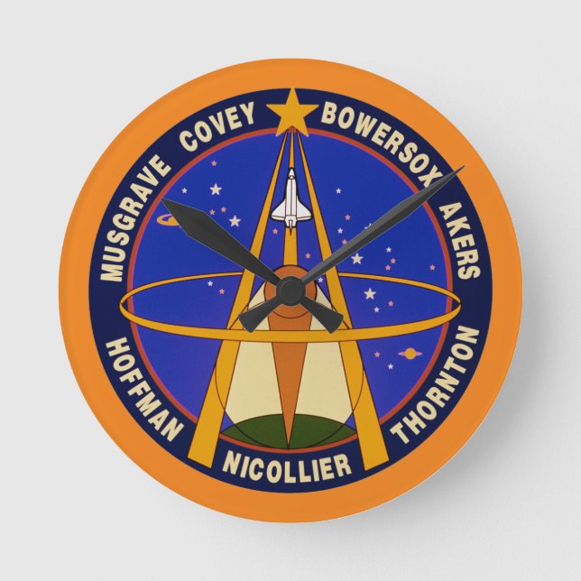 Sts-61-Mission-Patch Runde Wanduhr (Vorderseite)