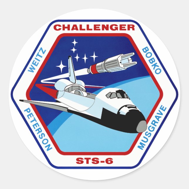 STS-6-INSIGNIA RUNDER AUFKLEBER (Vorderseite)
