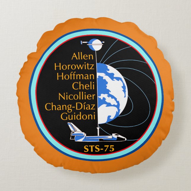 Sts-75-Patch Rundes Kissen (Vorderseite)
