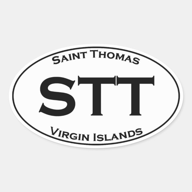 STT - Saint Thomas Jungfrau Islands Euro Style Ova Ovaler Aufkleber (Vorderseite)
