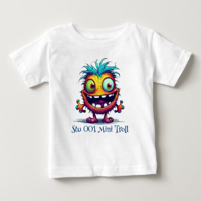 Stu 001 Mini Troll Personalisiert Baby T-shirt (Vorderseite)