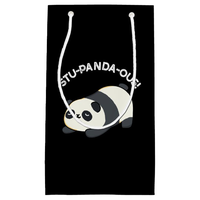 Stu-panda-ous Funny Panda Pun Dark BG Kleine Geschenktüte (Vorderseite)