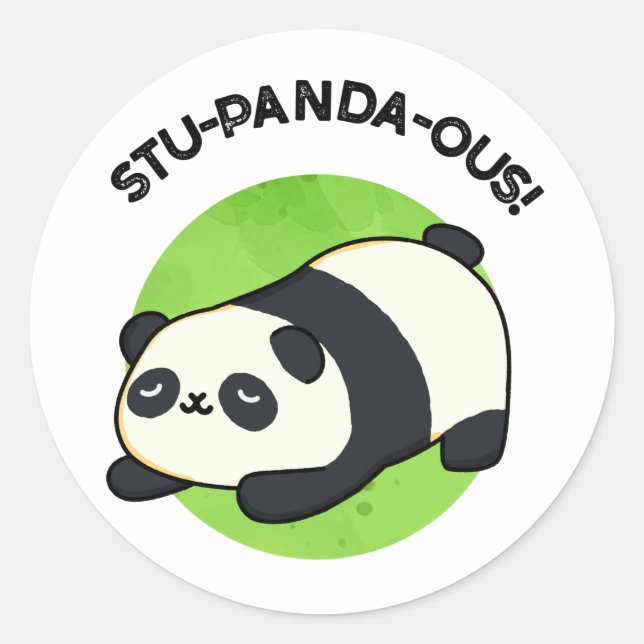Stu-panda-ous Funny Panda Pun Runder Aufkleber (Vorderseite)