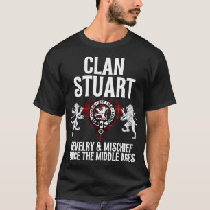 Stuart Clan Scottish Name Coat of Arms Tartan T-Shirt