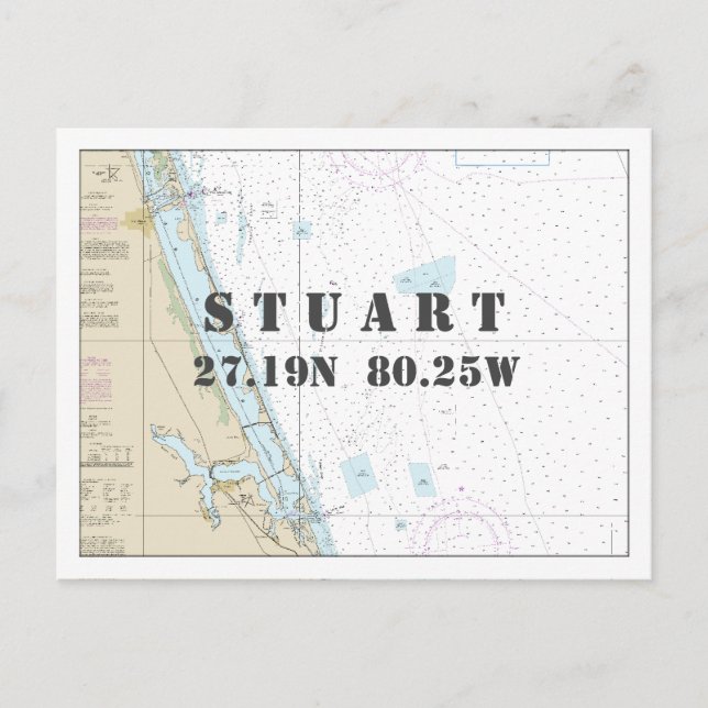 Stuart FL — Längengrad Postkarte (Vorderseite)