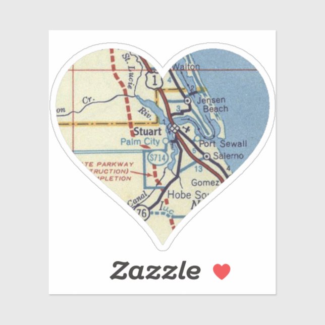 Stuart FL Vintage Karte Aufkleber (Blatt)