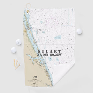 Stuart Florida Nautic Chart Breitengrad Länge Golfhandtuch