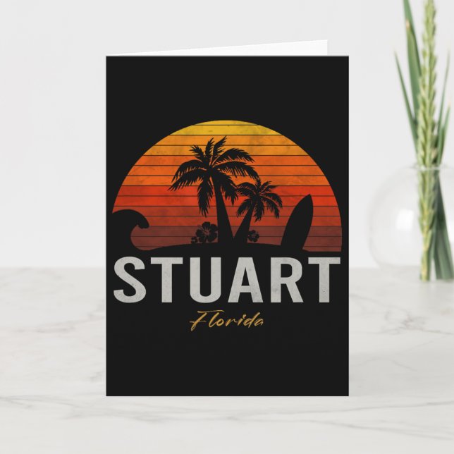 Stuart Florida Retro Surfer Vintage Strand  Karte (Vorderseite)