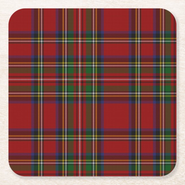 Stuart Kariert Tartan Christmas Rechteckiger Pappuntersetzer (Vorderseite)