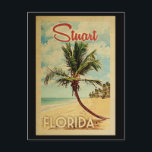 Stuart Palm Tree Vintage Reise Postkarte<br><div class="desc">Ein einzigartig Retro Mitte des Jahrhunderts moderne Stuart Florida Kunstdruck in Vintage Reise Poster Stil. Es verfügt über eine geschwungene Palme am Sandstrand mit Ozean unter einem blauen bewölkten Himmel.</div>