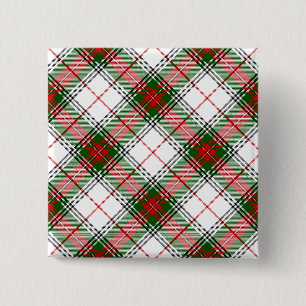 Stuart / Stewart tartan, weiß grün kariert Button