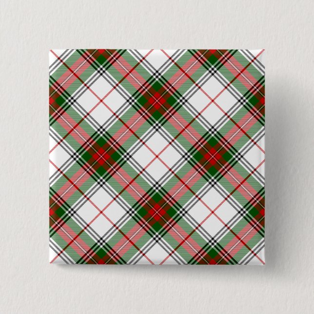 Stuart / Stewart tartan, weiß grün kariert Button (Vorderseite)