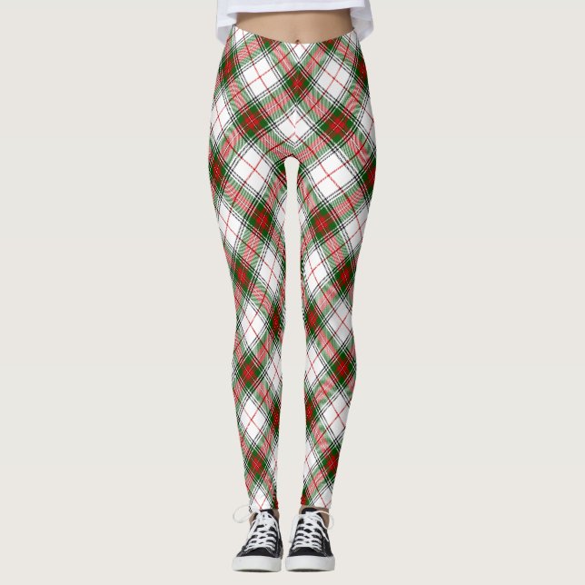 Stuart / Stewart tartan, weiß grün kariert Leggings (Vorderseite)