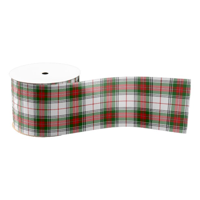 Stuart / Stewart tartan, weiß grün kariert Ripsband (Spule)