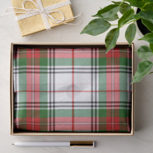 Stuart / Stewart tartan, weiß grün kariert Seidenpapier