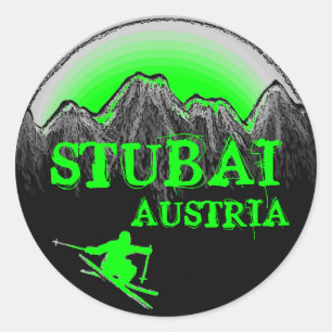 Stubai Austria Grüne Skiaufkleber Runder Aufkleber