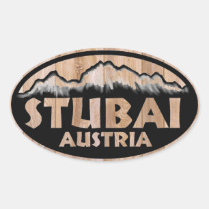 Stubai Austria Holzschild oval Aufkleber