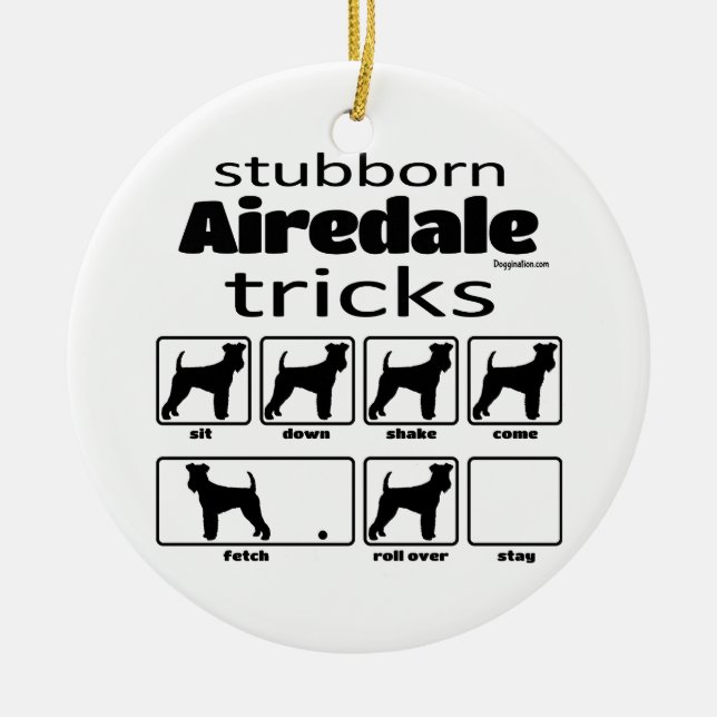 Stubborn Airedale Terrier Tricks Keramik Ornament (Vorne)