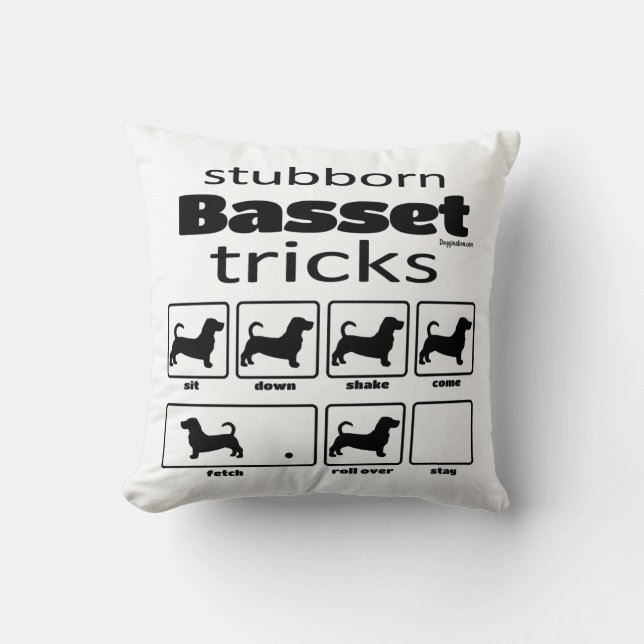 Stubborn Basset Tricks Kissen (Vorderseite)