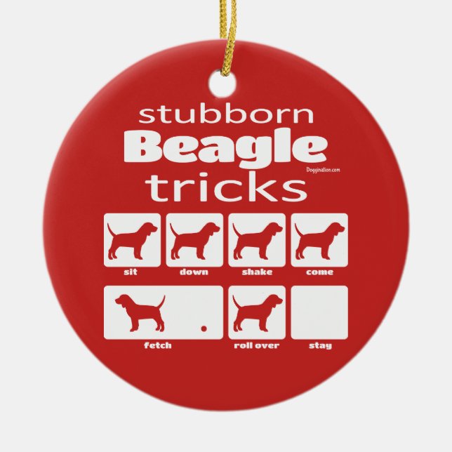 Stubborn Beagle Tricks Keramik Ornament (Vorne)