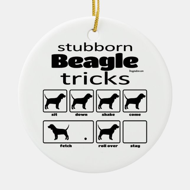 Stubborn Beagle Tricks Keramik Ornament (Vorne)