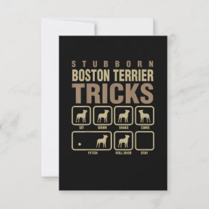 Stubborn Boston Terrier Tricks Dog Lover T - Shirt RSVP Karte
