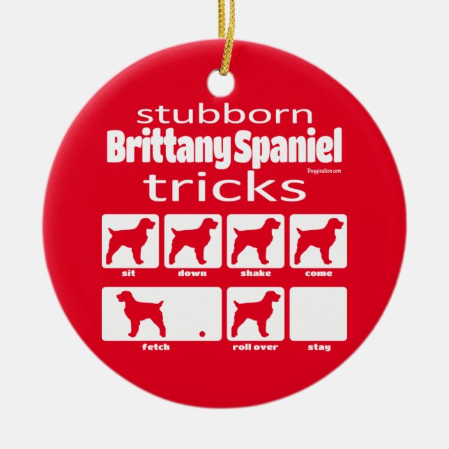 Stubborn Brittany Spanish Tricks Keramik Ornament (Vorne)