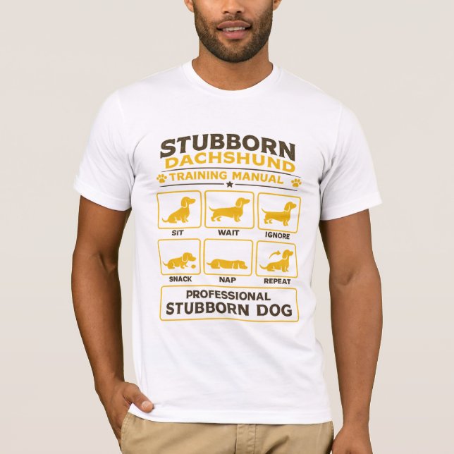 Stubborn Dachshund Training Manual Retro Dog Art T-Shirt (Vorderseite)